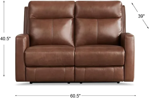 Vista 3 de Hydeline Vienna Zero Gravity Power reclinable y reposacabezas 100% cuero de grano superior, nuez, espuma viscoelástica, bobinas de bolsillo y panel