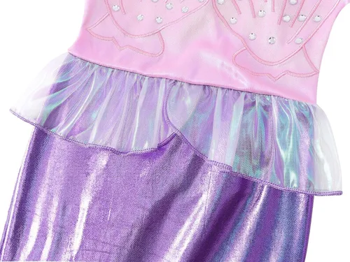 Vista 6 de AmzBarley Vestido de sirena para niñas pequeñas, disfraz de princesa para fiesta de cumpleaños, Halloween