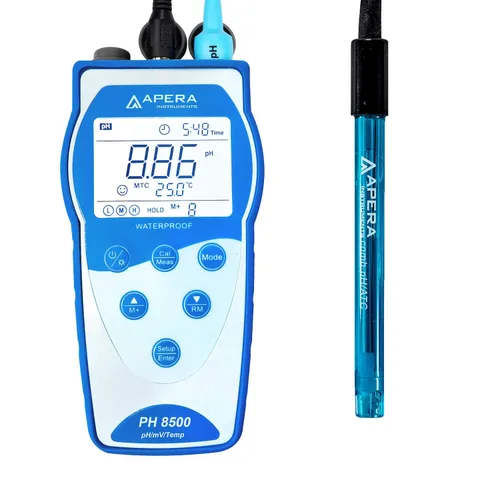 Vista 12 de Apera Instruments Premium Series PH8500-MS Kit de medidor de pH portátil para muestras pequeñas y tubos de ensayo, azul (AI5554)