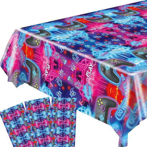 Vista 8 de Mantel de auto de carreras, suministros de decoración de cumpleaños con temática de automóvil, camino de mesa rectangular de plástico