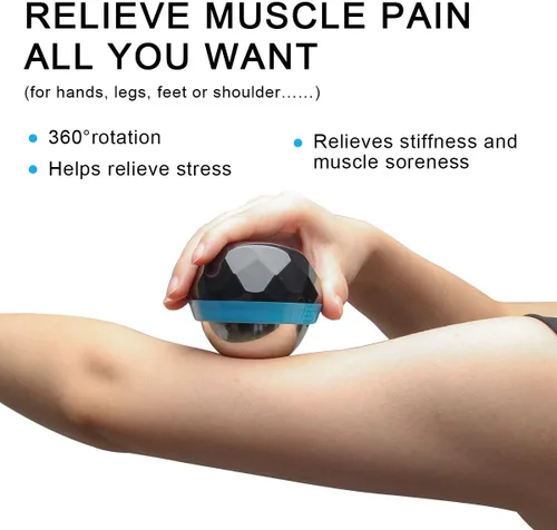 Vista 6 de Coolrunner Bola de rodillo de masaje frío, bola de masaje frío criosfera, terapia de calor y alivio de terapia de frío con núcleo de gel frío, ayuda