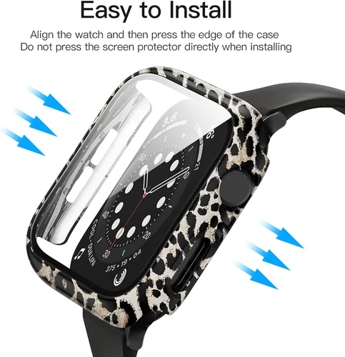 Vista 4 de Paquete de 10 fundas para Apple Watch Series 3/2/1 de 1.496 pulgadas con protector de pantalla de vidrio templado, alta definición, resistente a