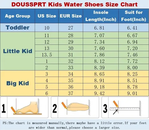 Vista 4 de DOUSSPRT Zapatos de agua para niños y niñas, secado rápido, playa, deportes, natación, piscina, zapatos acuáticos para niños pequeños, niños grandes