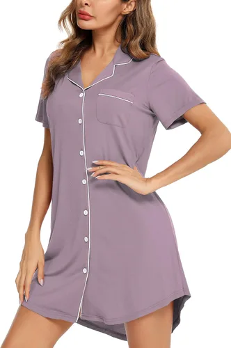 Vista 3 de Leikar Camisa de Dormir de Maternidad para Mujer con Mangas Largas, Pijama de Lactancia