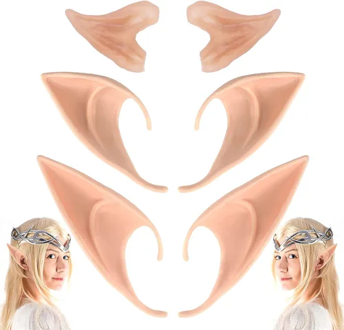 Vista 9 de Orejas de elfo Pixie de hadas para cosplay, disfraz de fiesta, accesorios de mascarada para Halloween, Navidad (2 pares)