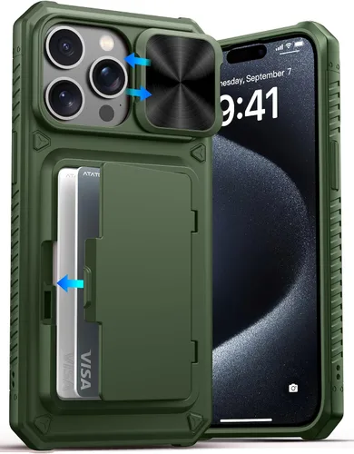 Vista 30 de ATATOO Funda Cartera para iPhone Air, Portador de Tarjetas Integrado (3-5 Tarjetas) [Bloqueo RFID] y Cubierta Deslizante para Cámara, Protección