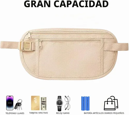 Vista 2 de Cinturón de dinero de viaje, soporte oculto para pasaporte para hombres/mujeres, Beige, Slim Travel Mujeres Hombres Oculto Rfid Proteger Efectivo