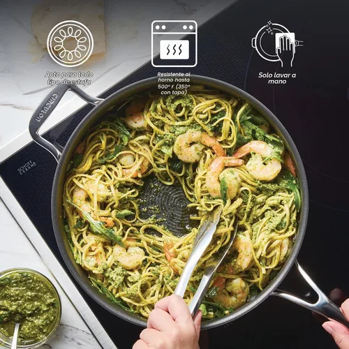 Vista 5 de Circulon C1 Series C1 - Utensilios de cocina de acero inoxidable revestido con tecnología ScratchDefense, sartén antiadherente de inducción con tapa