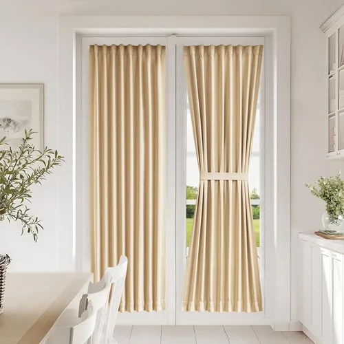 Vista 92 de Vatge Cortinas laterales autoadhesivas para puertas de cristal, sin taladro, extraíble, panel de filtrado de luz, 1 panel, 12 pulgadas de ancho x 60
