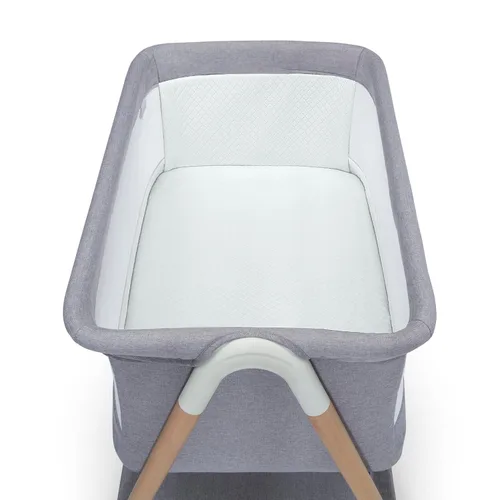 Vista 11 de Delta Children Simmons Kids Koi by The Bed Moisés con malla transpirable y patas de madera de haya natural, gris paloma