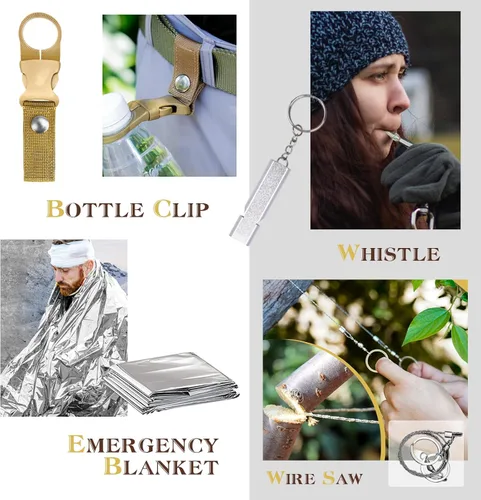 Vista 4 de Gifts for Men Dad Husband Him Fathers Day, Survival Kit, Emergency Survival Gear and Equipment 14 in 1, Anniversary Birthday Gifts for Him