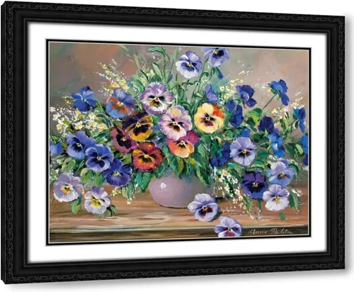 Vista 10 de ArtDirect Bouquet of pansies 18x15 Black Modern Wood Framed with Double Matting Museum Art Print by Paleta, Anna