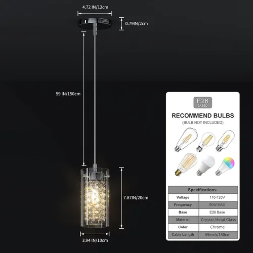 Vista 5 de baunoisk Mini lámparas colgantes de cristal, lámpara colgante pequeña, moderna de cristal, isla de cocina, paquete de 3 luces colgantes para cocina