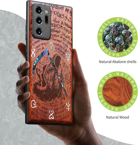 Vista 2 de Carveit Funda de madera de diseñador para Samsung Galaxy Note20 Ultra (grabado de madera e incrustaciones de carcasa) compatible con cargadores