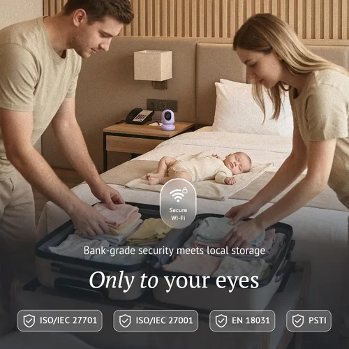 Vista 6 de Monai Monitor de bebé Nest WiFi con cámara y audio, portátil, batería de 8