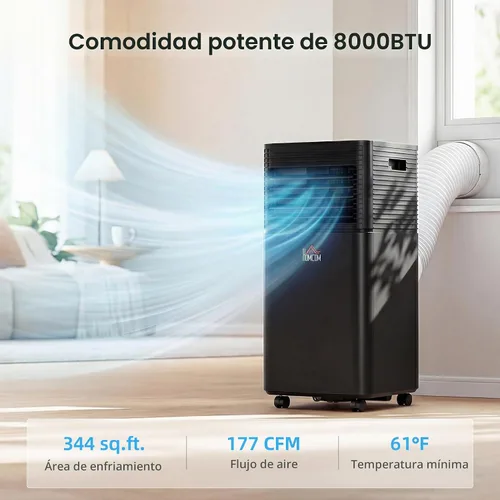 Vista 3 de HOMCOM Aire acondicionado portátil de 8000 BTU para habitaciones de hasta
