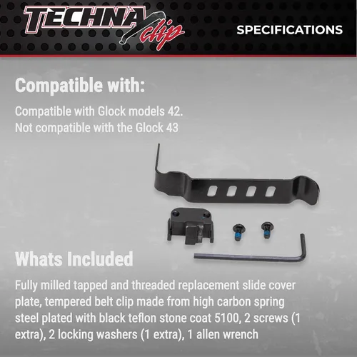 Vista 5 de Techna Clip Concealment System for Glock Models - Durable High-Carbon Spring Steel Gun Clip w/Teflon Coat 1500 - Ambi, Easy-to-Install Gun Holster