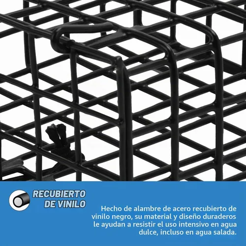 Vista 4 de Crab Bait Cages for Trap Pot, Vinyl-Coated Wire Box Negro