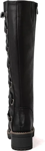 Vista 5 de GLOBALWIN Botas de moda con cordones en la espalda para mujer, altura hasta la rodilla, para otoño e invierno 22yy08 Negro