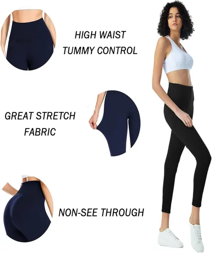 Vista 4 de TMKOTOKRA High Waisted Workout Leggings for Women Tummy Control Butt Lifting Compression Leggings Soft Yoga Pants Black