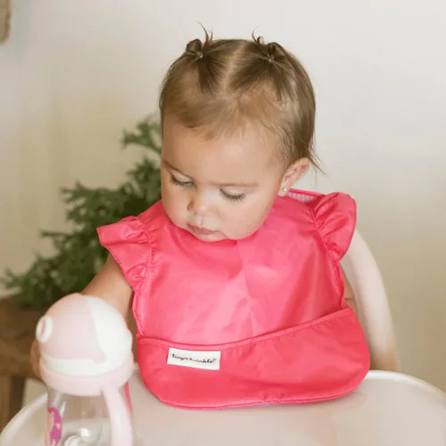 Vista 3 de Tiny Twinkle Baberos Antiderrame para Comer para Bebé Baberos Impermeables y Limpiables para Niños Pequeños con Bolsillo de Recolección Baberos