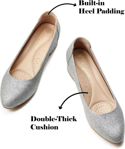 Vista 4 de hingswink Womens Black Silver White Pumps for Women 1.4 Inch Shoes for Women Low Heel Closed Toe Dress Shoes for Women Comfortable Dressy Low Heel
