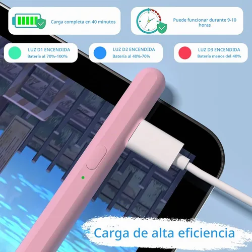 Vista 4 de Lápices stylus para pantallas táctiles, lápiz universal de punta fina para iPad con adsorción magnética, compatible con Blanco
