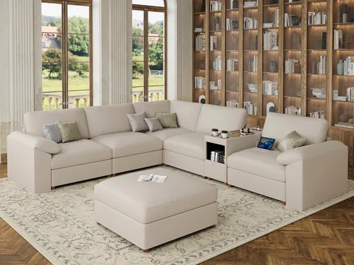 Vista 99 de EASE MOOSE Sofá modular seccional, sofá en forma de U para sala de estar Beige