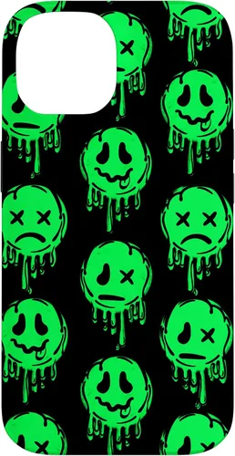 Vista 4 de Melting Happy Face Smile Trippy Sad Face Graffiti Green Case for iPhone 17