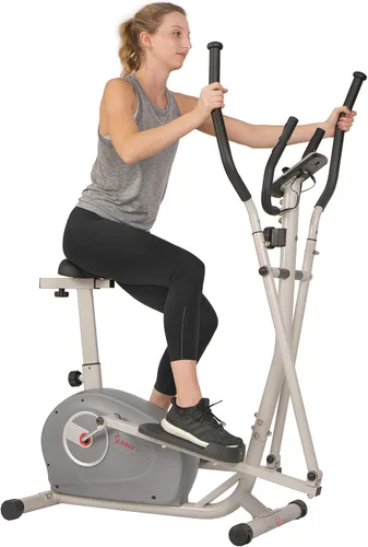 Vista 8 de Sunny Health & Fitness Elliptical and Bike Exercise Machine, Ultra Silent Adjustable Resistance Levels Cross Trainer for Home Gym with Pulse Rate
