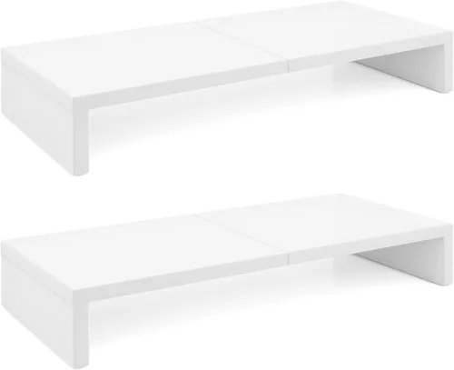 Vista 18 de TEAMIX Paquete de 2 soportes para monitor de 20 pulgadas, soporte de escritorio negro para PC/TV/portátil/impresora, organizador de estante