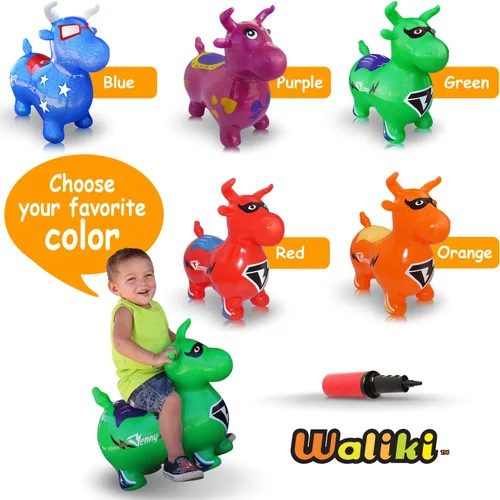 Vista 5 de WALIKI Tolva de caballo hinchable Benny The Jumping Bull Pony inflable para niños pequeños