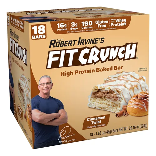 Vista 7 de FITCRUNCH - Barras de proteínas para aperitivo, barra horneada de 6 capas, 4 g de azúcar, sin gluten y centro suave de pastel