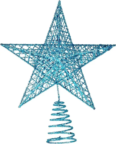 Vista 17 de BinaryABC Estrella para árbol de Navidad, adornos brillantes para decoración del árbol de Navidad, 7.9 in (negro) Durable Iron with a Glittering