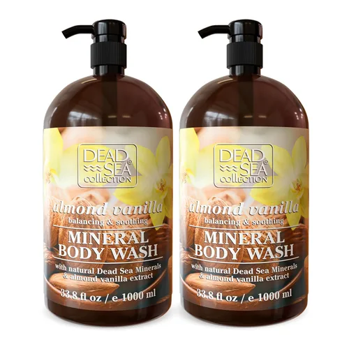 Vista 16 de Dead Sea Collection Gel de baño Almond Vanilla para mujeres y hombres, con minerales puros del mar muerto y aceite de almendras dulces, limpia e