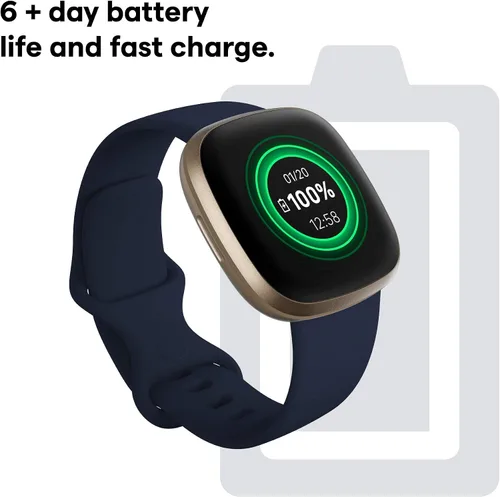 Vista 6 de Fitbit Versa 3 - Reloj inteligente de salud y fitness con GPS, frecuencia cardíaca 24/7, Alexa integrado, batería de más de 6 días, azul Azul