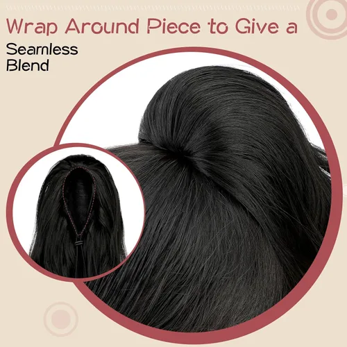 Vista 5 de FELENDY Extensión de cola de caballo con cordón de 22 pulgadas de largo, ondulado, envolvente, cola de caballo, cabello rizado con clip para mujer