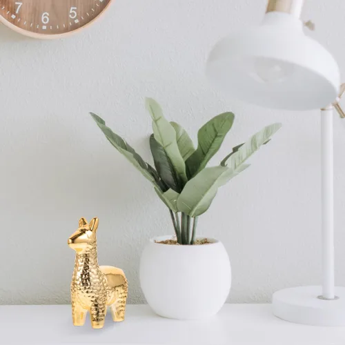 Vista 7 de Pequeña estatua de animal dorada de alpaca, decoración moderna para el hogar, figuras de cerámica de animales, decoración de estantería, escultura