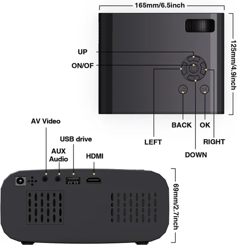 Vista 7 de Mini proyector con WiFi y Bluetooth, 4K Smart 1080P Proyector de película portátil para exteriores con Android 13 y aplicaciones integradas