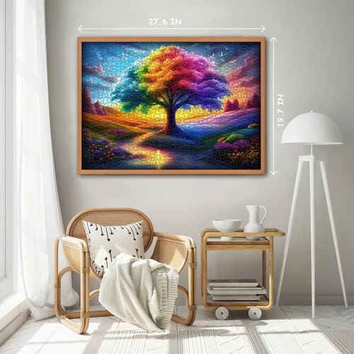 Vista 4 de Rompecabezas del Árbol del Arco Iris de la Vida para Adultos de 1000 Piezas, Rompecabezas de Gradiente de Paisaje Colorido, Rompecabezas