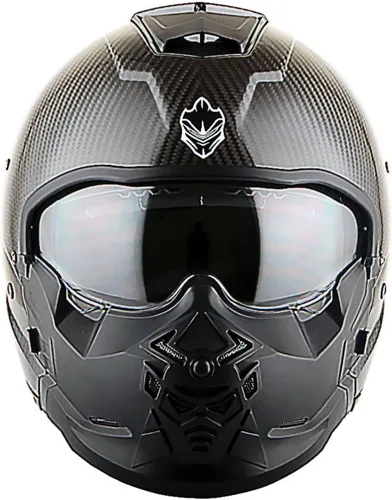 Vista 4 de Martian Genuine Real Carbon Fiber Motorcycle Full Face Helmet HB-B2 Open Face Glossy Carbon Black, DOT Approved