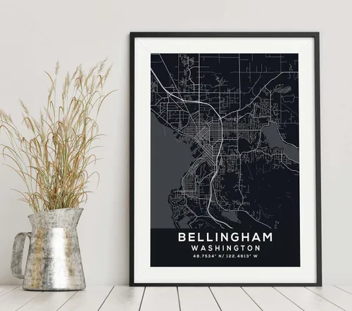 Vista 6 de Map of Bellingham, Washington, Evening (8x10)