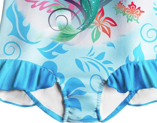 Vista 7 de Traje de baño de sirena para niñas, pequeña princesa con volantes, traje de baño de una pieza, vacaciones de verano para niños de 3 a 7 años