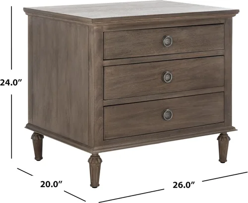 Vista 3 de SAFAVIEH Couture Home Collection Lisabet - Mesita de noche de madera con 3 cajones (totalmente montada)