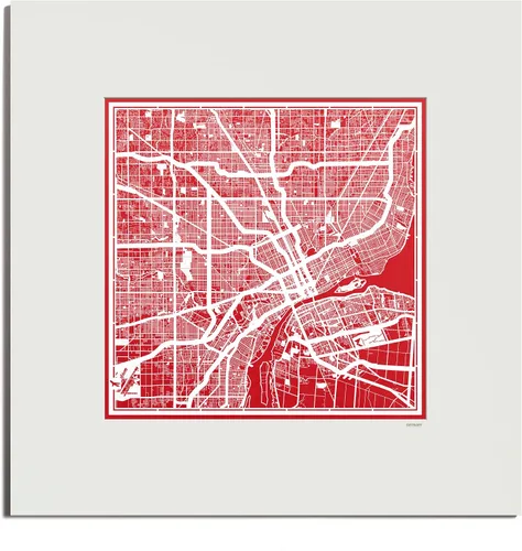 Vista 158 de O3 Design Studio San Diego, CA Paper Cut Map Matted Grey 20x20 in Paper Art