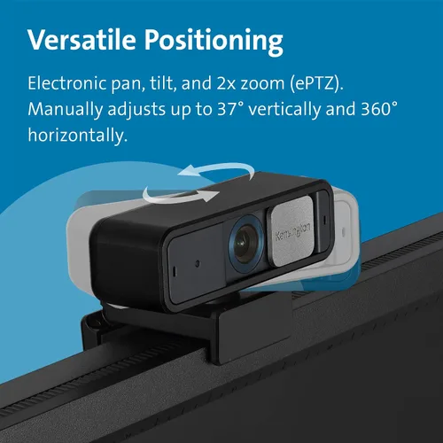 Vista 5 de Kensington Cámara web W2050 Pro 1080p Auto Focus Pro con micrófono estéreo dual para videoconferencias, control de software, obturador