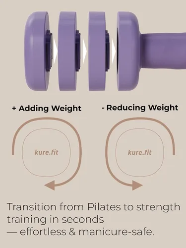 Vista 4 de Juego de mancuernas ajustables rosas de 2 libras a 5 libras y kit de pilates rosa