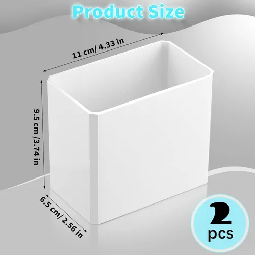 Vista 3 de Suclain Organizador de pared de 2 piezas, estante flotante adhesivo sin perforaciones, organizador de pared blanco, contenedores de almacenamiento