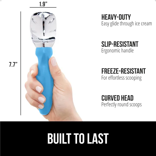 Vista 2 de Cuchara para helado premium de Gorilla Grip, apta para lavavajillas, con un mango de agarre cómodo, diseño resistente y duradero. Herramienta