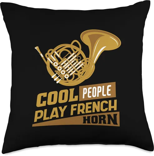 Vista 4 de Echoes Of Brilliance French Horn Cool People Play French Horn Music Throw Pillow, 16x16, Multicolor